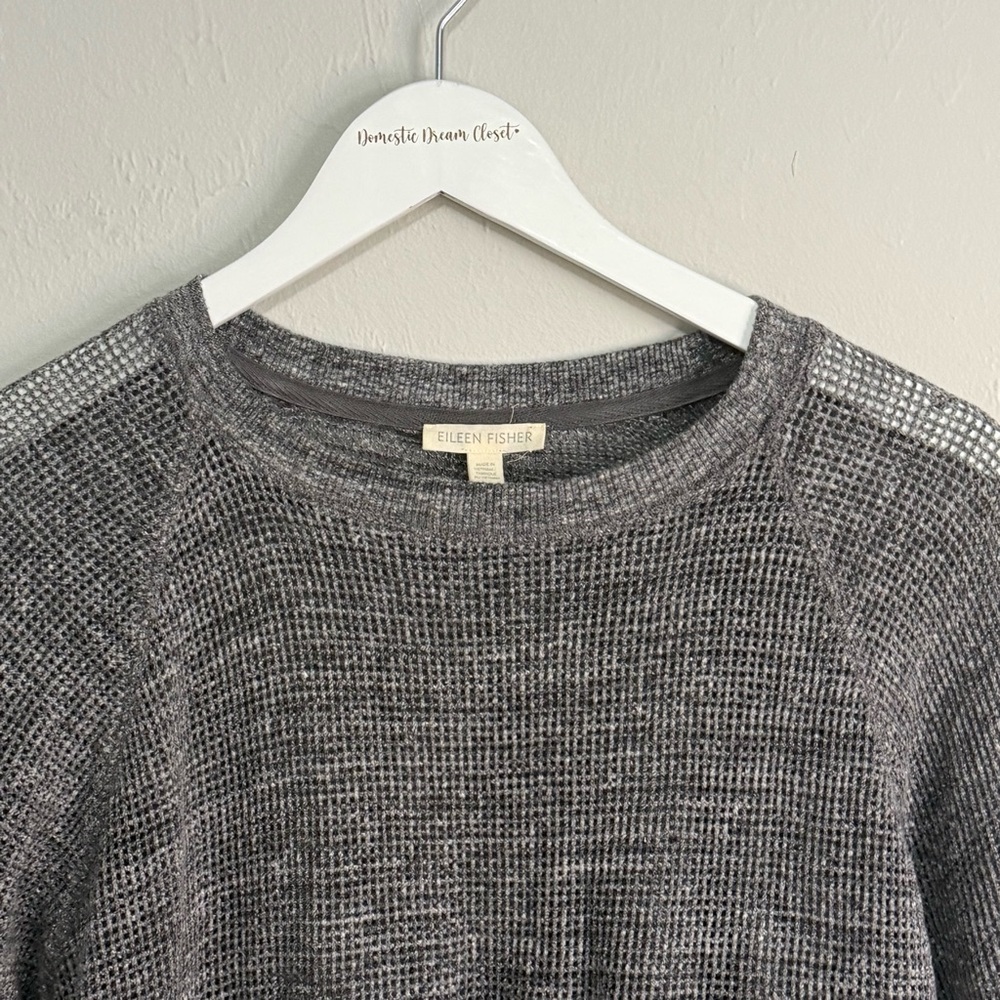 EILEEN FISHER Women’s Charcoal Gray Open Weave Knit Long Sleeve Sweater Size S - Picture 2 of 6